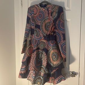 Beautiful Pattern Dress with shoulder pads